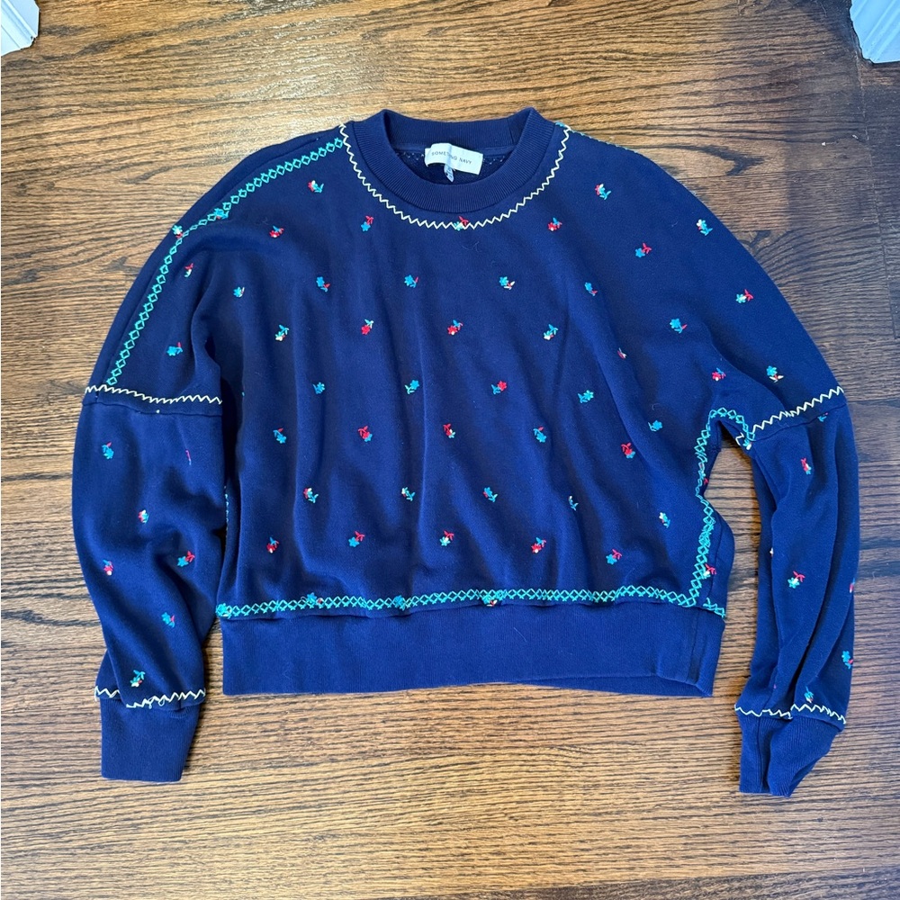 Something Navy embroidered sweatshirt XS